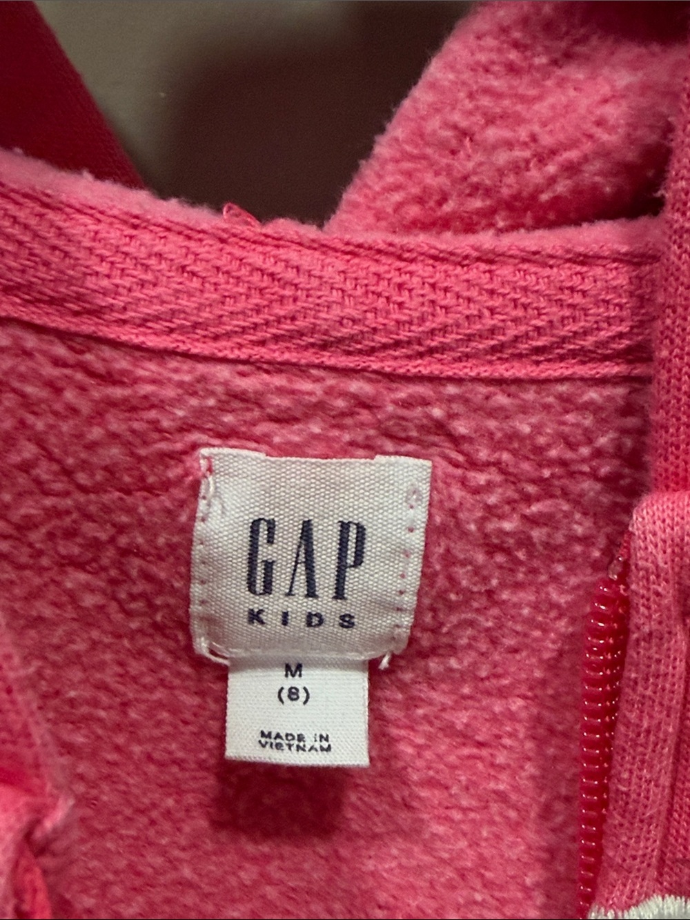 GAP Girls Hot Pink Zip-Up Hoodie with White Logo - Picture 2 of 5